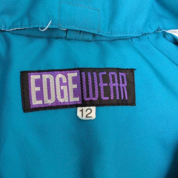 Edge Wear Ski Jacket Purple Teal Neon 90s Retro Colorblock – Women’s 12 - Picture 6 of 8